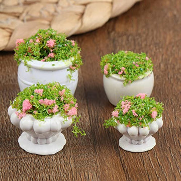 4 Pcs Dollhouse Plant Bonsai Doll House Mini Potted Plant Artificial Tiny Mini Flowerpot Miniature Hanging Potted Plant Miniature Dollhouse Kit