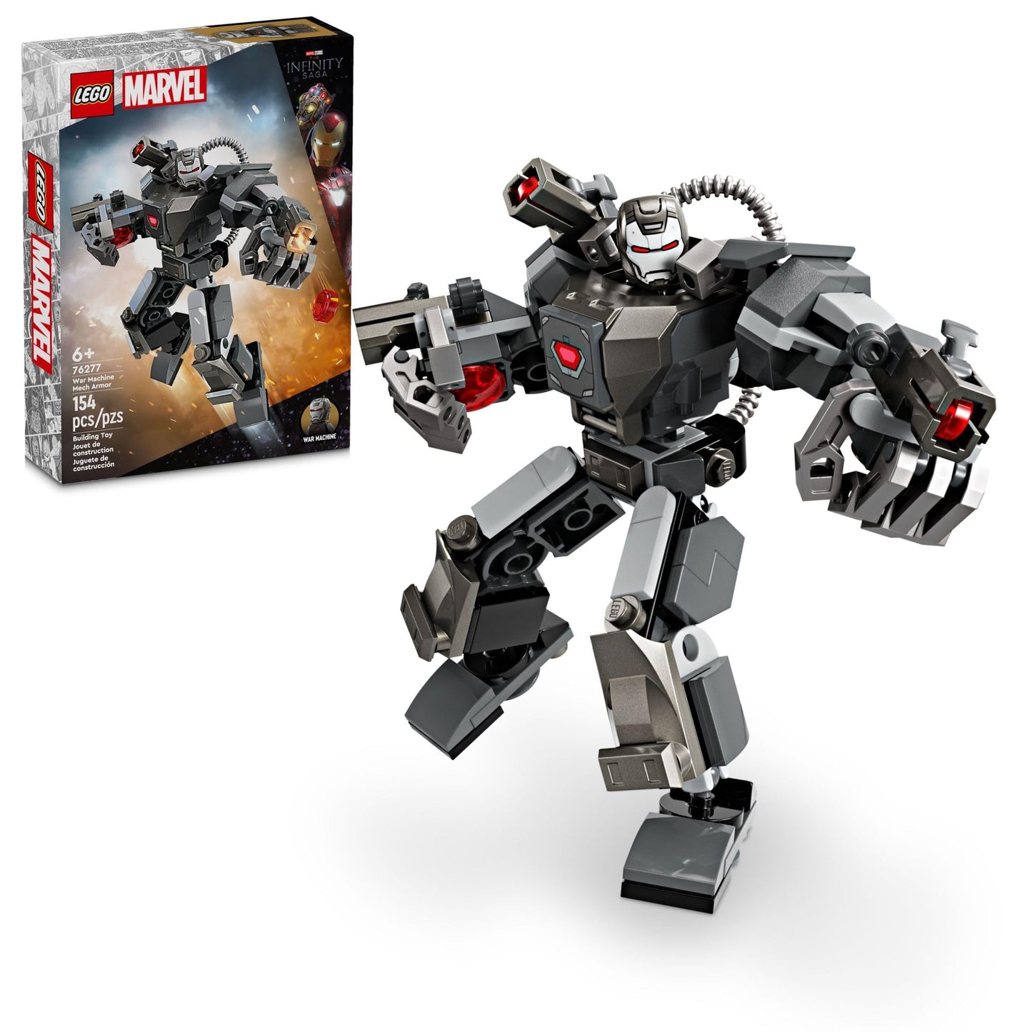 LEGO Marvel War Machine Mech Armor, Buildable Marvel Action Figure Toy for Kids with 3 Stud Shooters, Legendary Character from The MCU, Gift for Boys