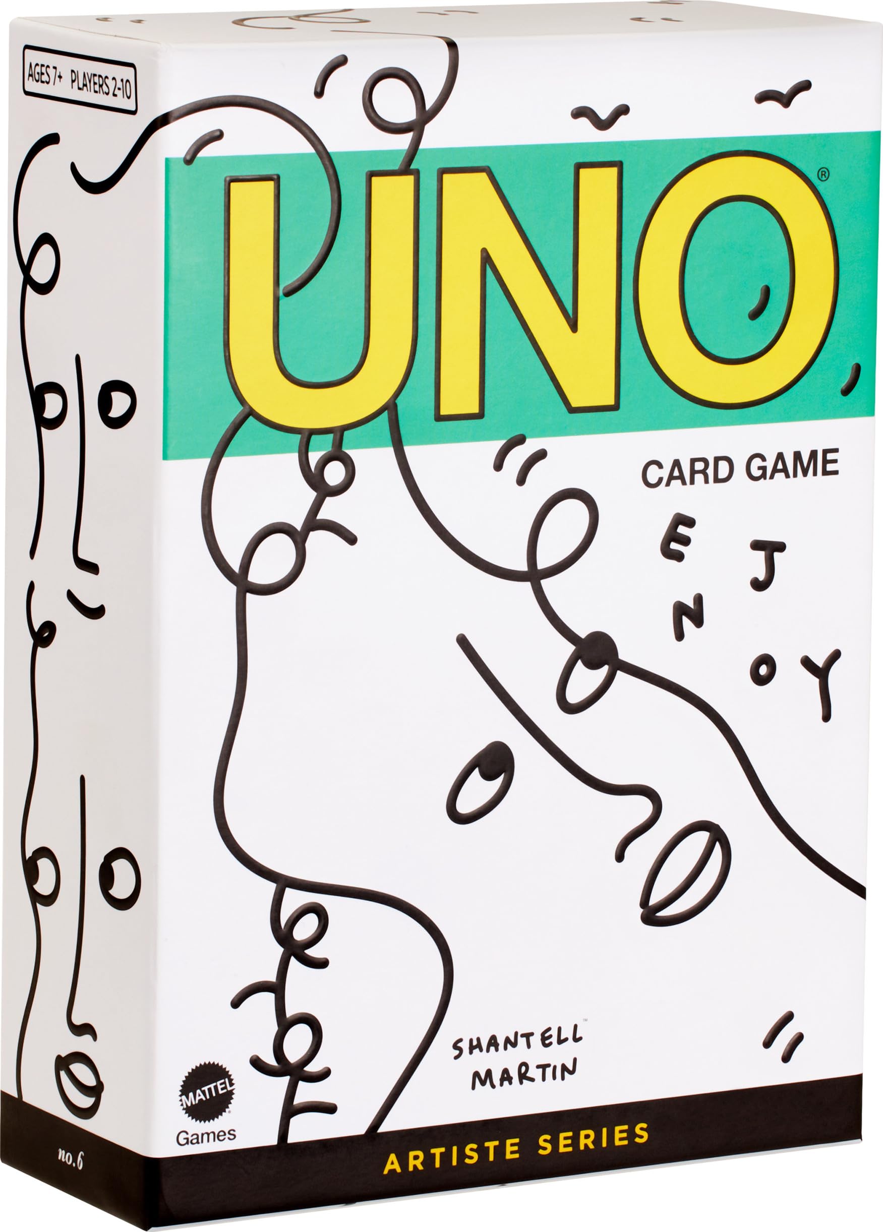 Mattel Games UNO Artiste Shantell Martin Card Game for Kids, Adults & Family Night, Collectible Deck Featuring Graphics & Art by Shantell Martin