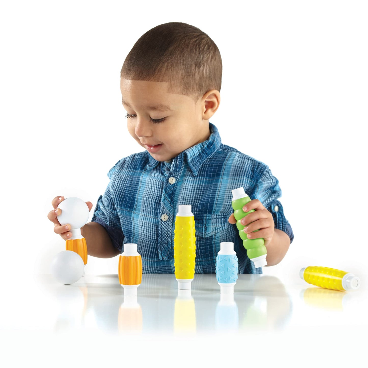 Guidecraft Grippies Builders - 20 Piece Set, Tactile STEM Soft Grip Magnetic Building Toy for Toddlers