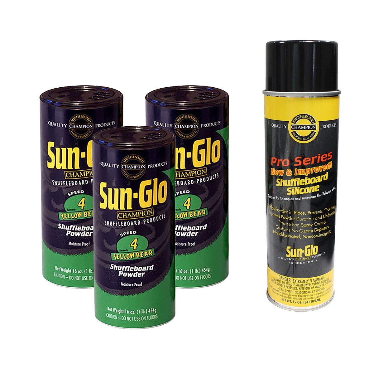 Sun-Glo 3 Cans #4 Yellow Bear Wax w/ 1 Can of Silicone Spray