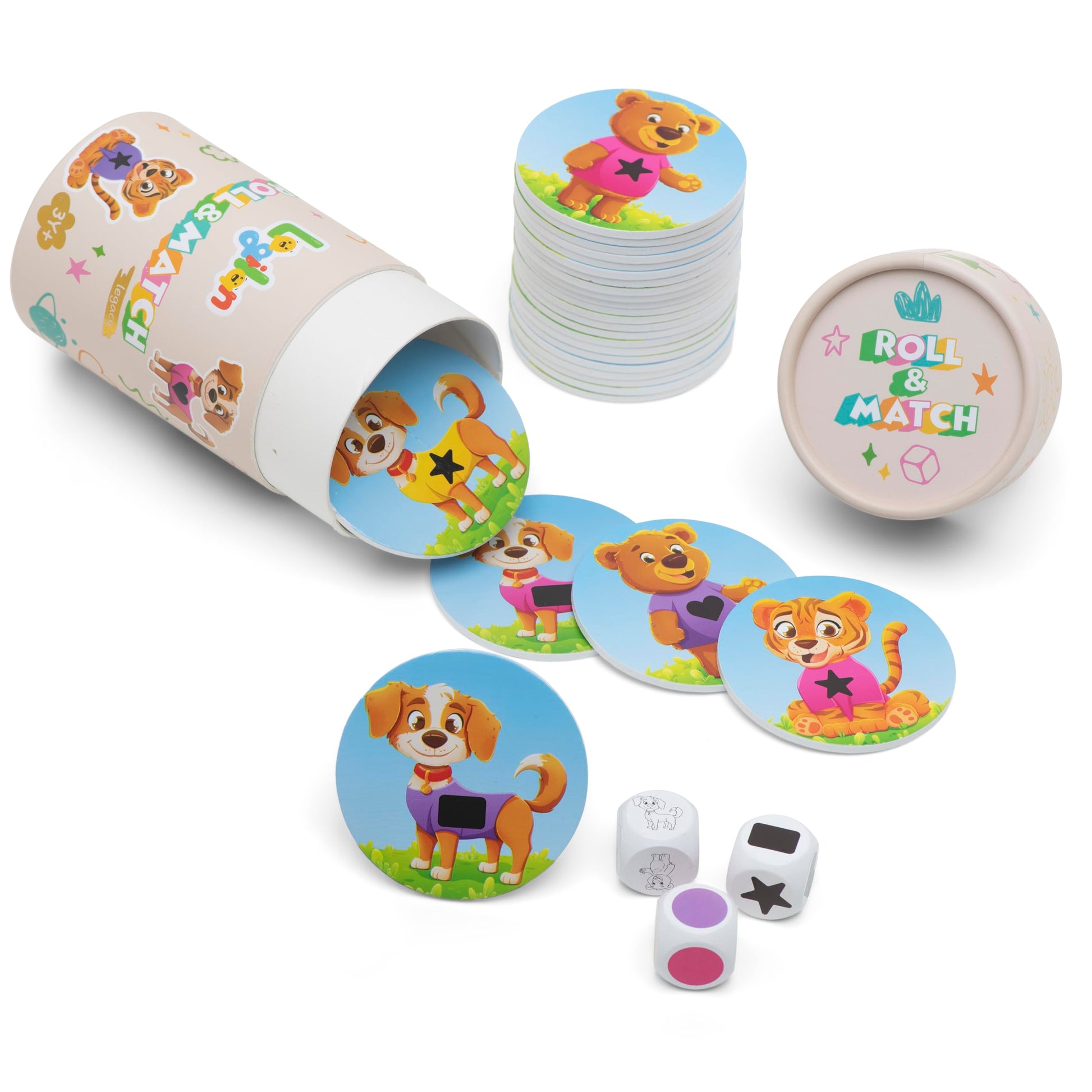 Logilan Roll & Match Legacy - Matching Games for Toddlers 3-5 - Fun Animal Educational Preschool Learning Activities, Early Learning, Family Game