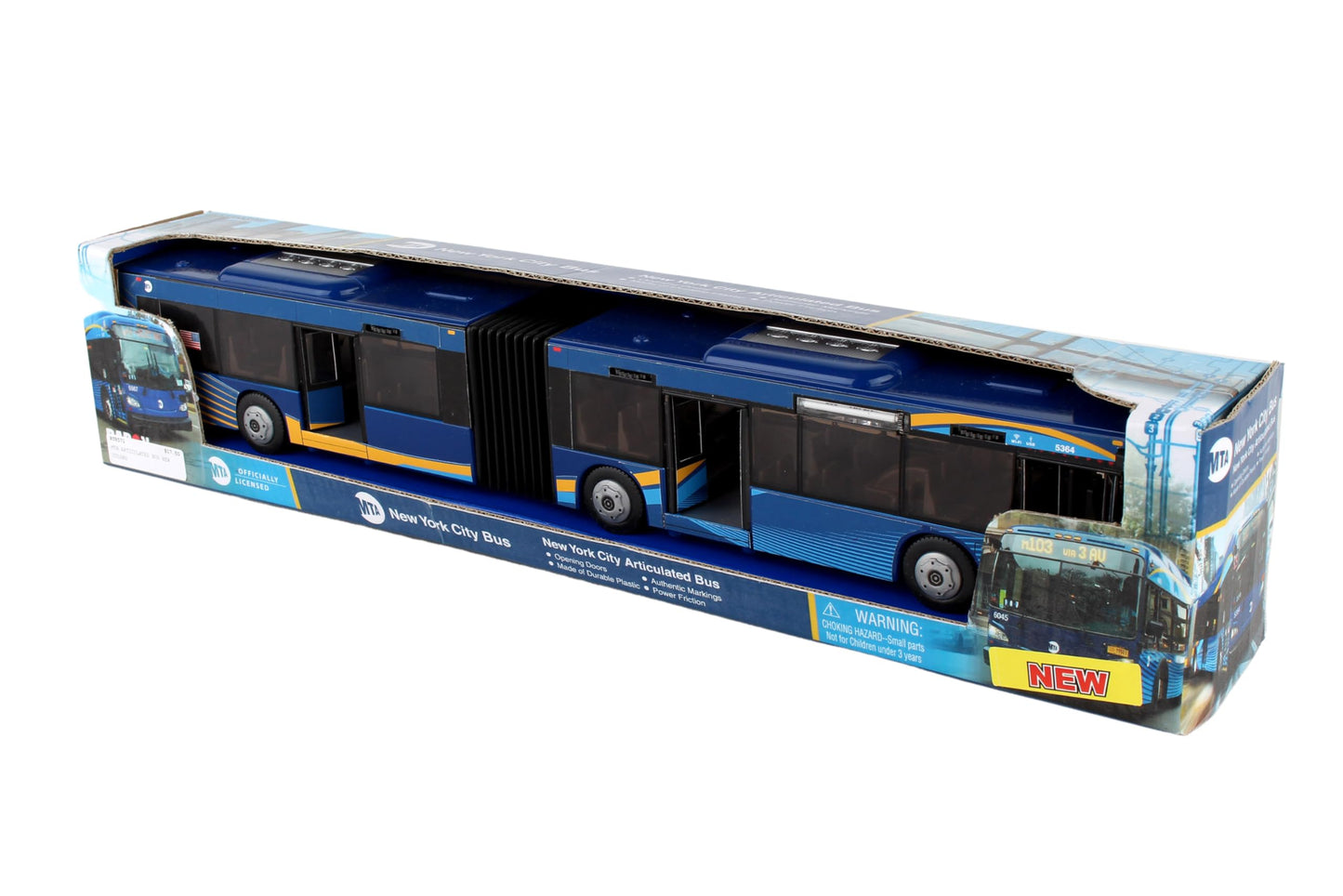 Daron MTA New York City Bus 16" Articulated Bus RT8571 Toy, Blue , Brown
