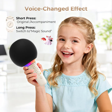 Wireless Bluetooth Karaoke Microphone for Kids, Portable Handheld Karaoke Mic Speaker Toys with LED Light, Best Christmas Birthday Festival Party Gift