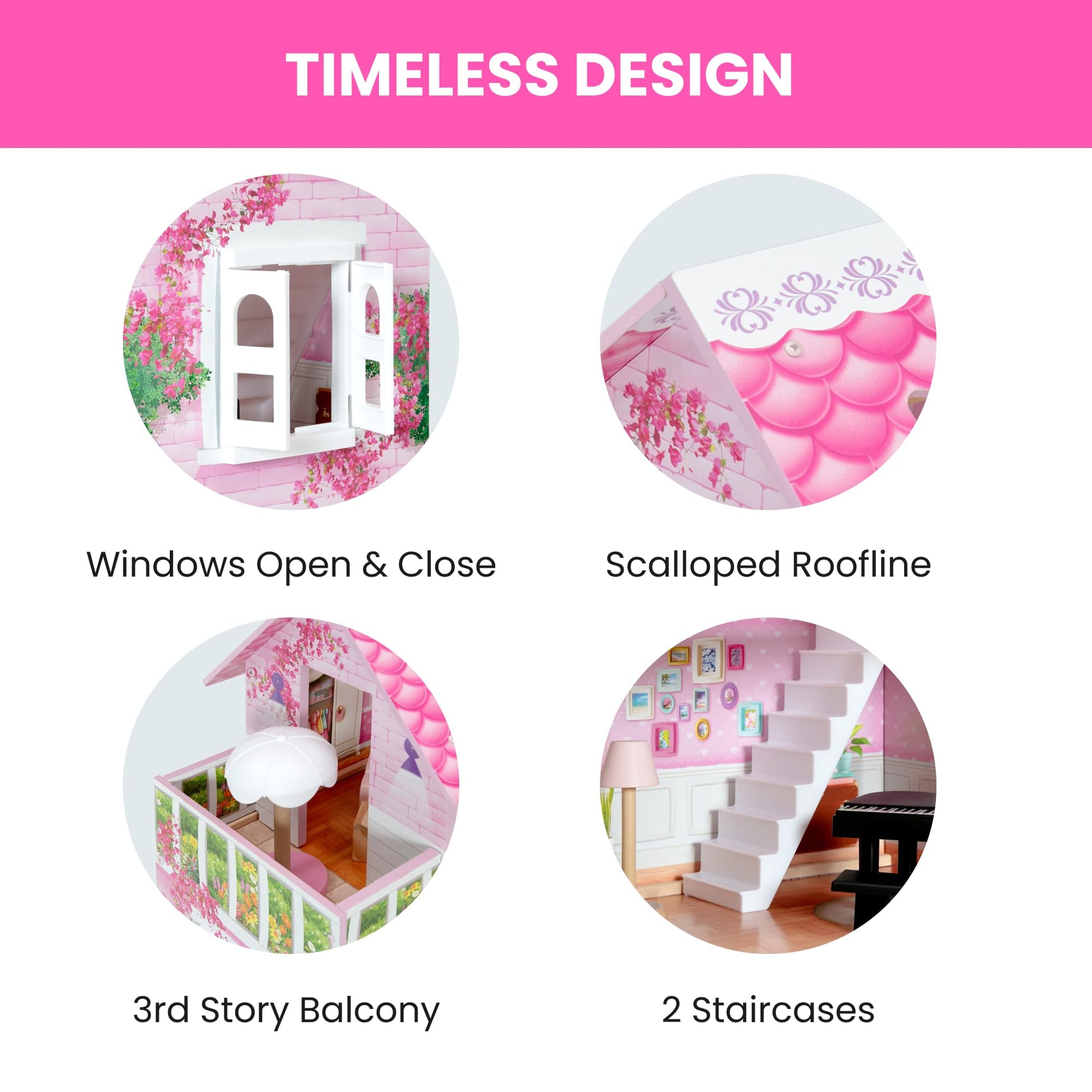 Delta Children Little Gem Dollhouse - 3-Story Dollhouse with 4 Rooms - Includes 16 Accessories - Fits 5-inch Dolls - Pretend Play Dream Gift for Ages