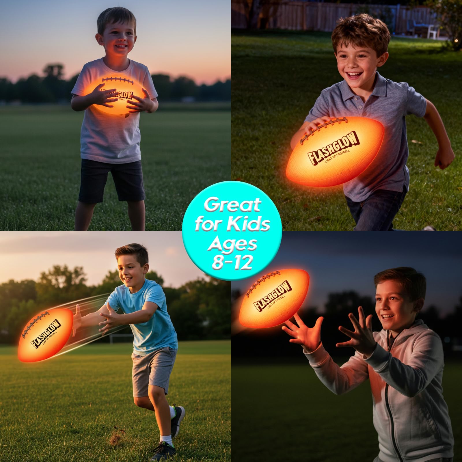Light Up Football for Boys: Glow in The Dark - Toys for Kids Teen Boys Ages 8-15 - Birthday Christmas Easter Gift Ideas - Outdoor Sports Activity