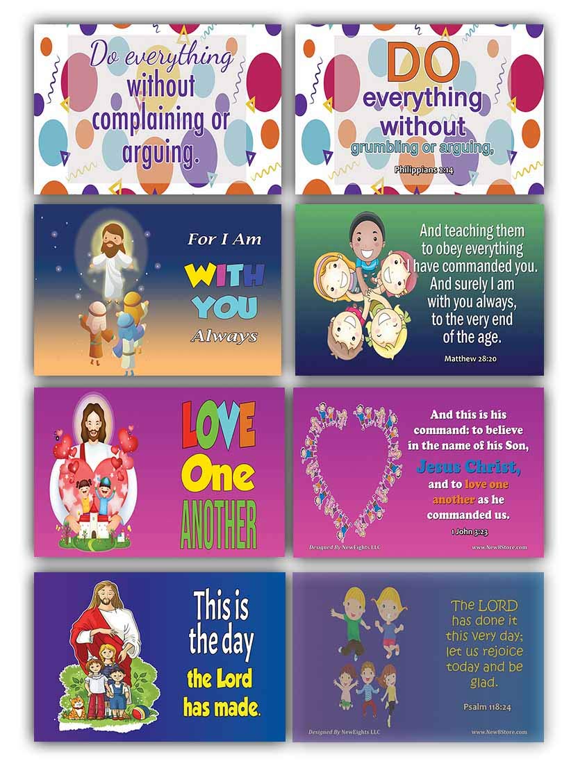 NewEights Daily Devotional Topical Bible Verses Kids (30 Cards x 2 Set)