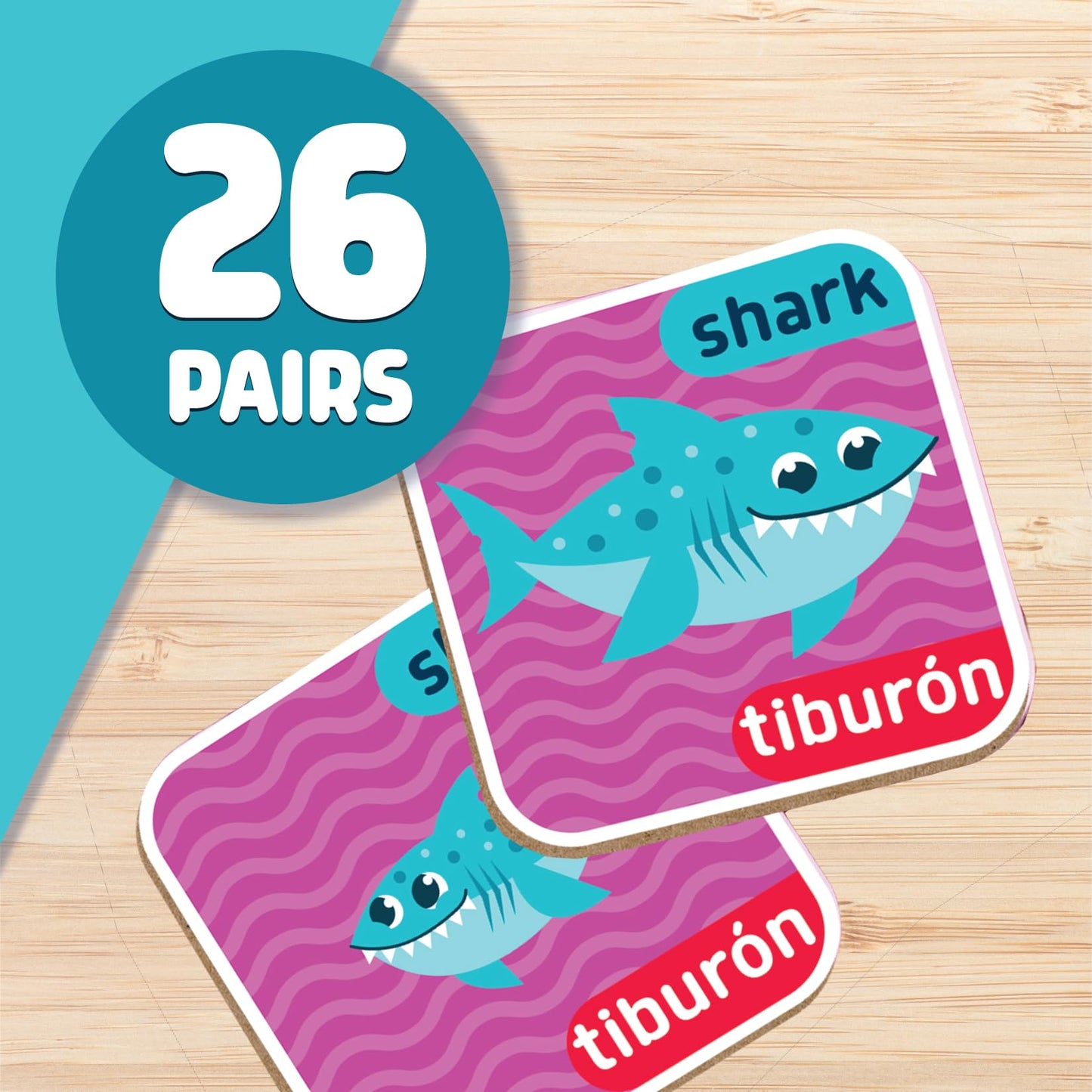 Chuckle & Roar Animals & Babies Memory Game - 52 Tiles, Bilingual, Ages 3+ - Parent & Baby Animal Matching - Preschool Games for Focus - Travel Toys