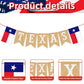 Pre-Strung TEXAS Banner with State Flag Panels, Rustic Linen Burlap Letter Garland for Western Cowboy Birthday, Independence Day, Rodeo Party