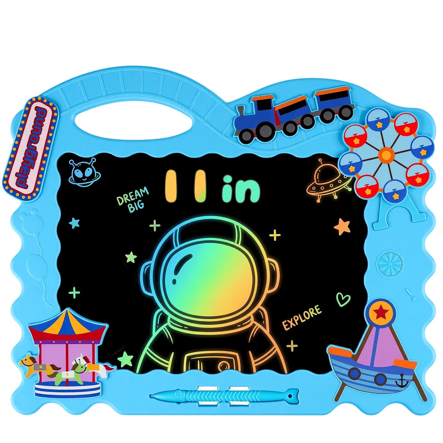 Kiditos LCD Writing Tablet for Kids, 11 Inch Colorful Doodle Board and Drawing Pad for Kids Ages 3-12, Reusable Mess-Free Educational Learning Toy