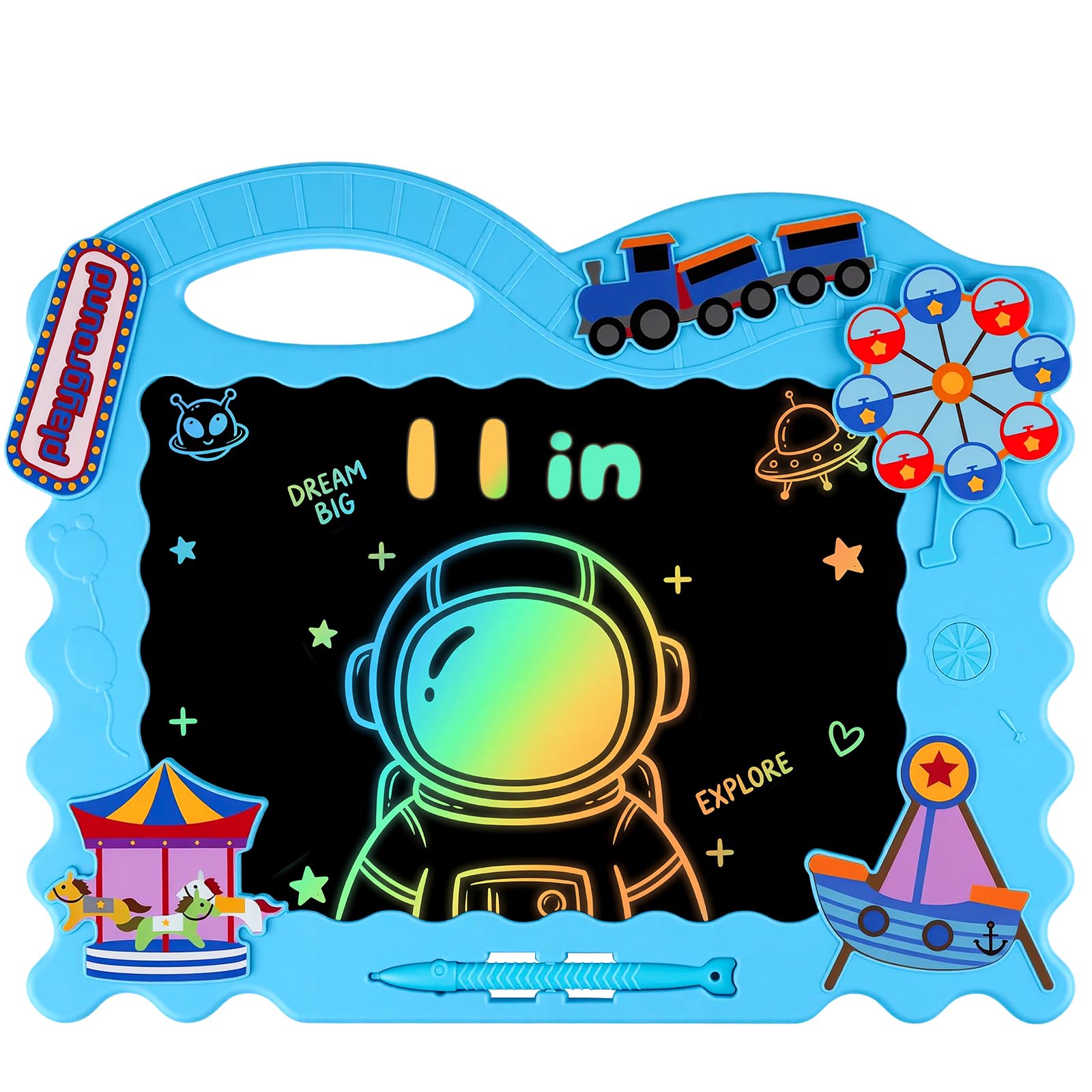 Kiditos LCD Writing Tablet for Kids, 11 Inch Colorful Doodle Board and Drawing Pad for Kids Ages 3-12, Reusable Mess-Free Educational Learning Toy