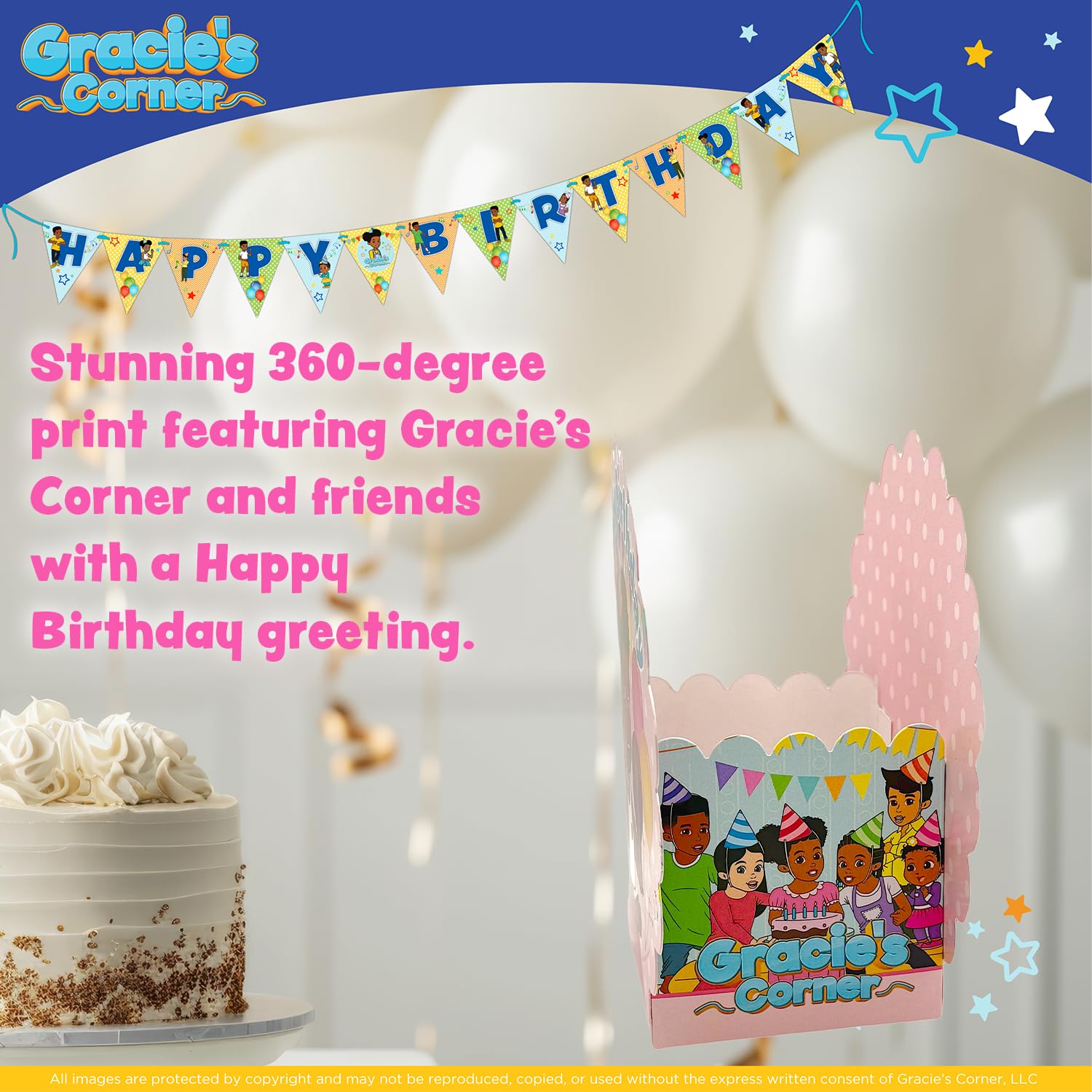 Gracie’s Corner Decoration Table Centerpiece, Birthday Party 360-Degree Centerpiece Table Decorations, Custom Table Decore for Birthday Parties