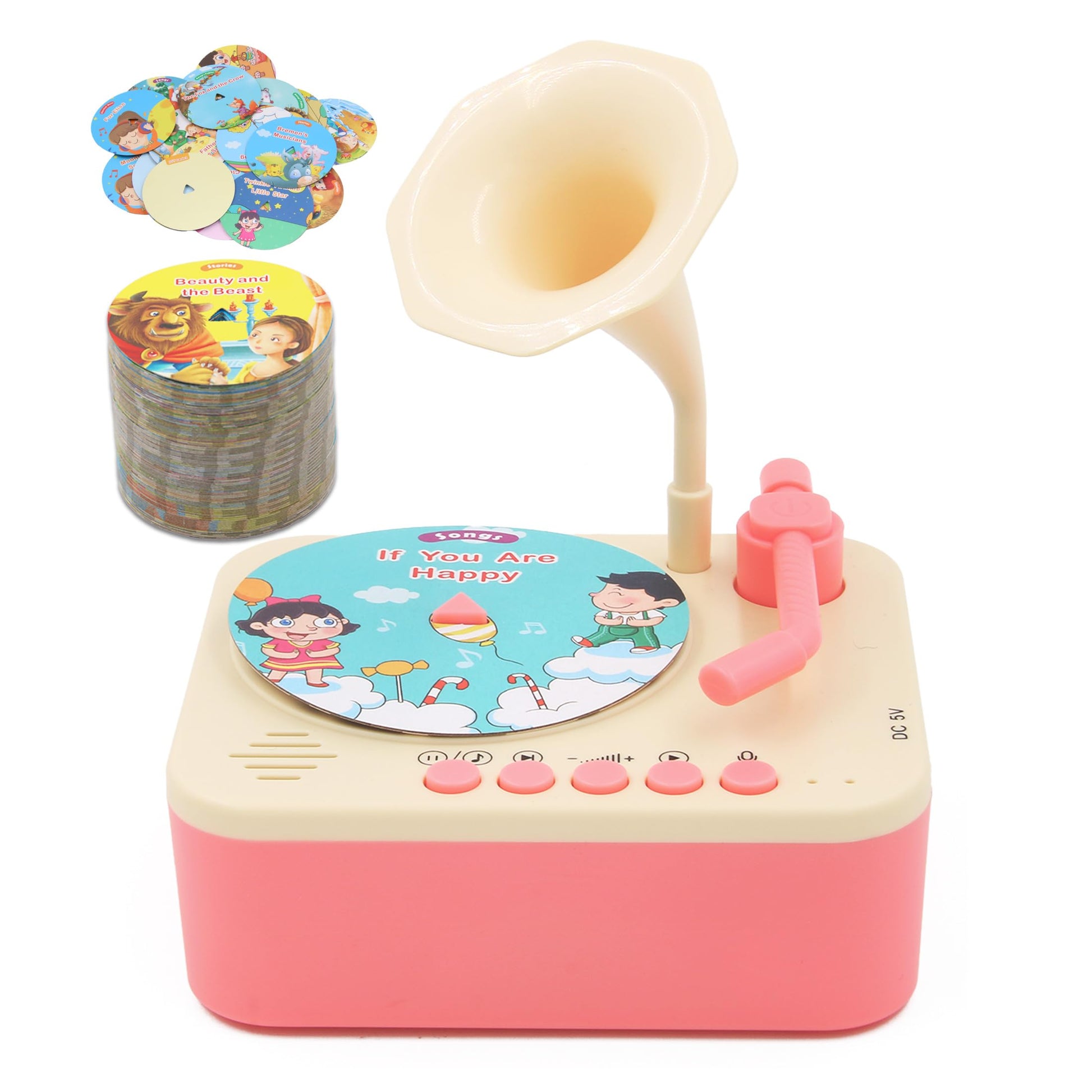 Toddler Phonograph with 99 Cards, Kids Record Player, Story & Music Player, Toddler Music Player, Educational Phonograph for Boys and Girls Age 3+