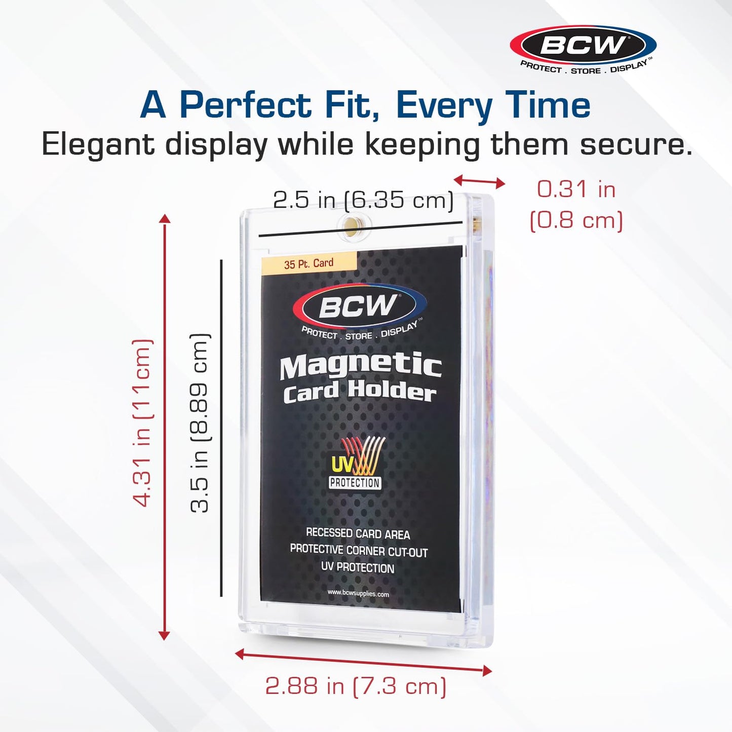 BCW Magnetic Card Holder - 35 PT Thickness - 10 Pack | Protective Display Card Case with Secure Gold Magnet Closure | UV Protection, Quick Access