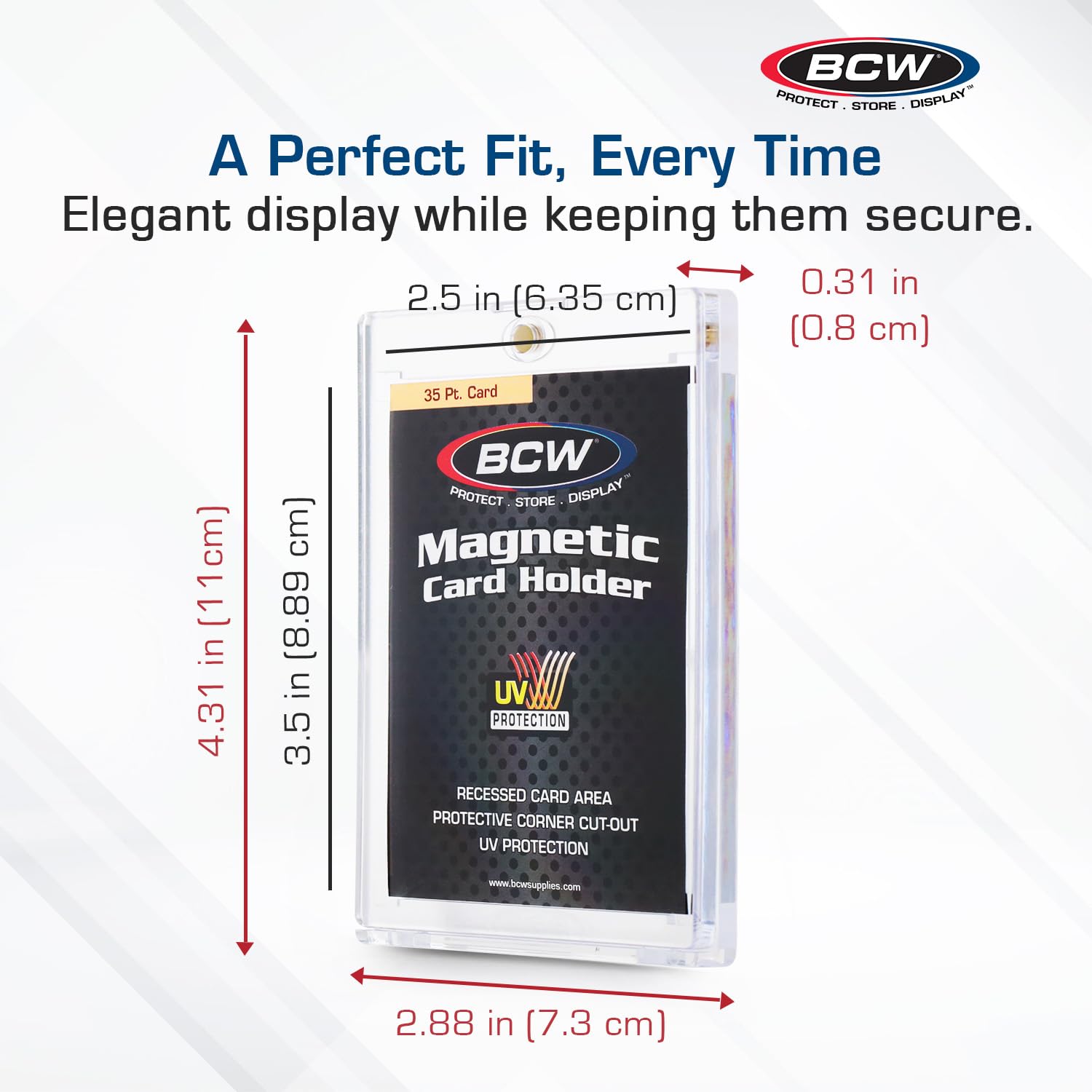 BCW Magnetic Card Holder - 35 PT Thickness - 20 Pack | Protective Display Card Case with Secure Gold Magnet Closure | UV Protection, Quick Access