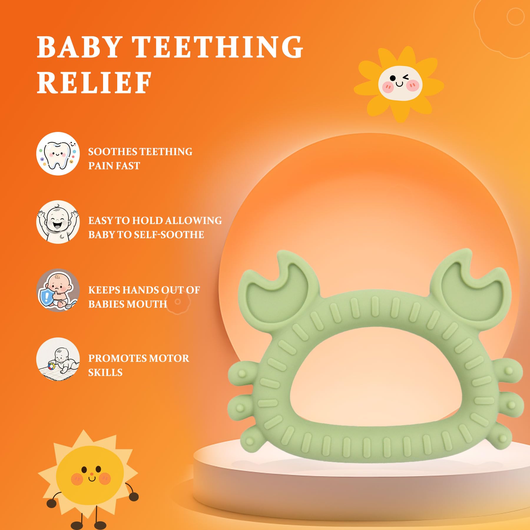 Easter Teething Toys for Newborns 0-3-6Months Food-Grade Silicone BPA-Free Anti-Choking One-Piece Design Soft & Non-Toxic First Teether for Tiny Hands