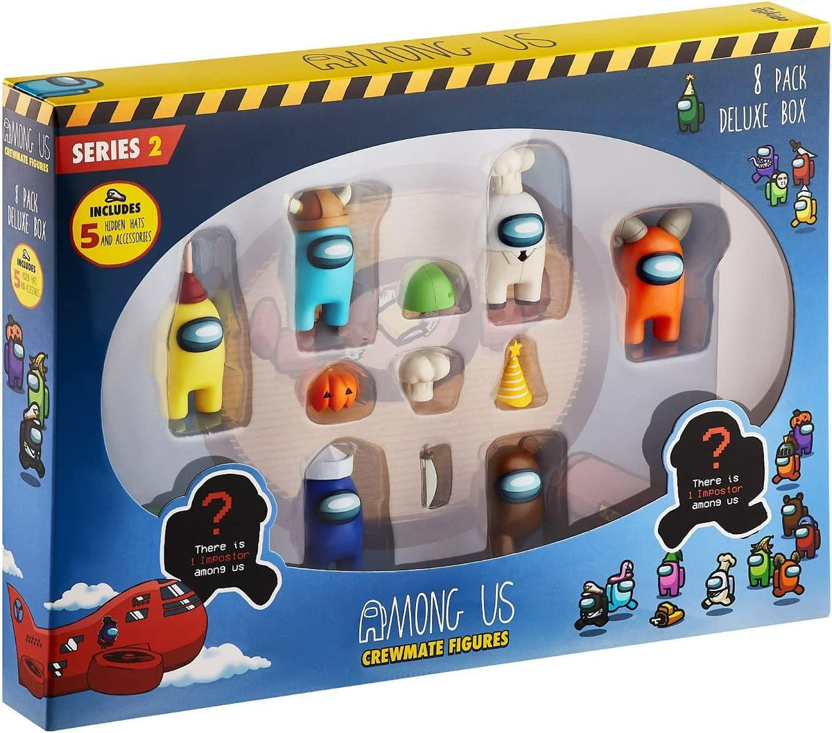 Crewmate Figures | 8 Collectibles in 1 Box | Merch Incl. The Peeled and The Clogged | 2 Hidden Impostors | Mini Toys with 5 Add’l Hats