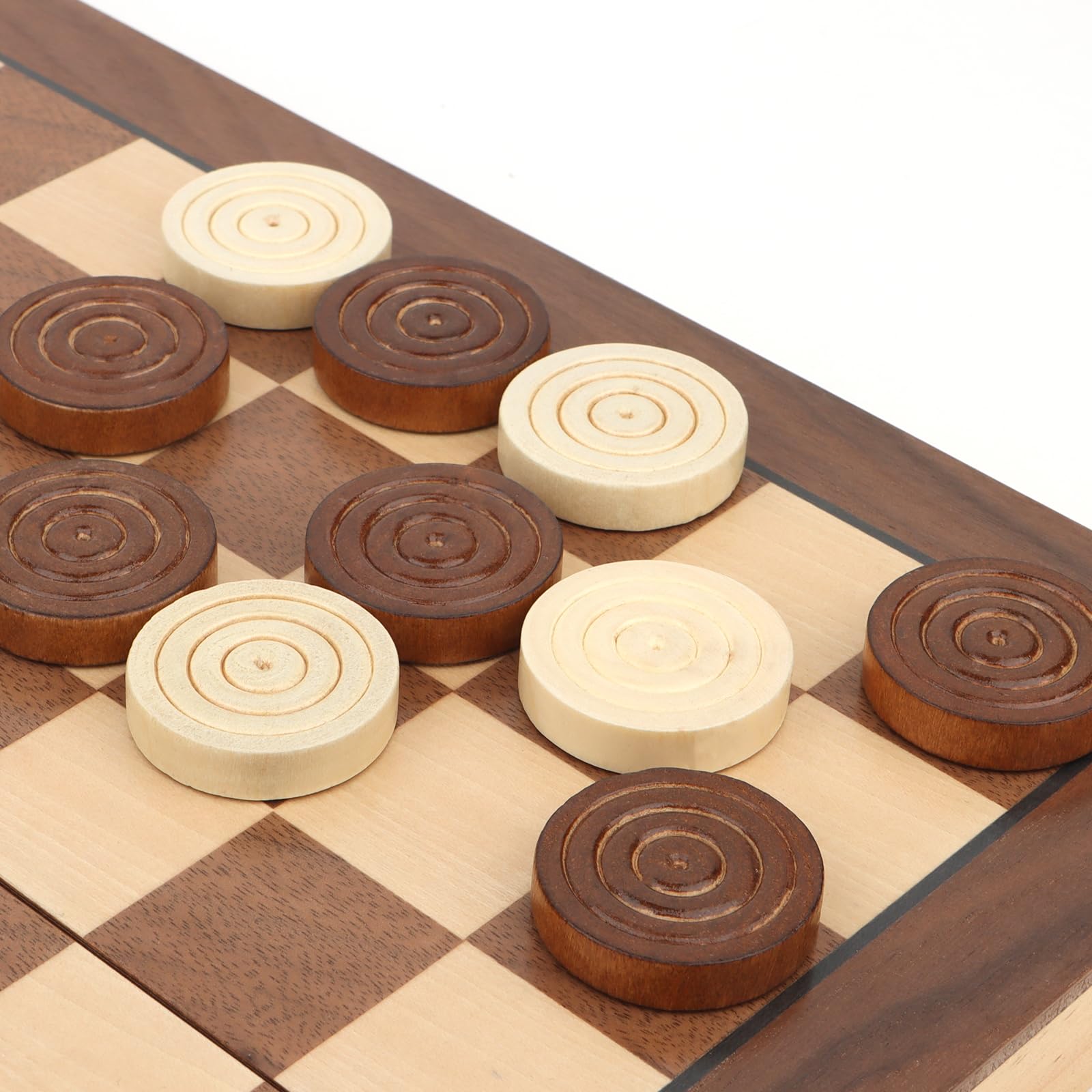 QuadPro Wooden Checkers Pieces Only, 24 Wood Checkers Pieces with Storage Bag, Premium Wood Pieces for Backgammon, Ideal for Replacement or Spare