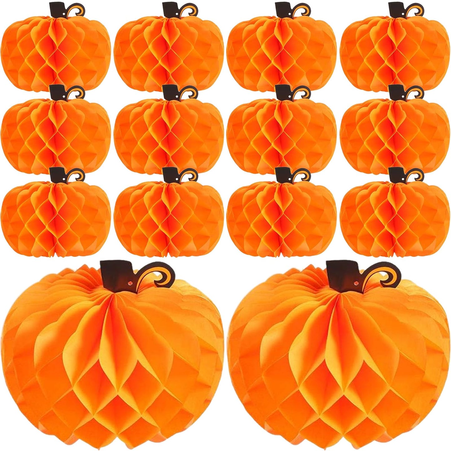 JOVITEC 6 Pack Thanksgiving Table Decor Honeycomb Pumpkins 10.2 Inch Paper Fall Hanging Pumpkin Decorations 3D Tissue Centerpieces for Halloween