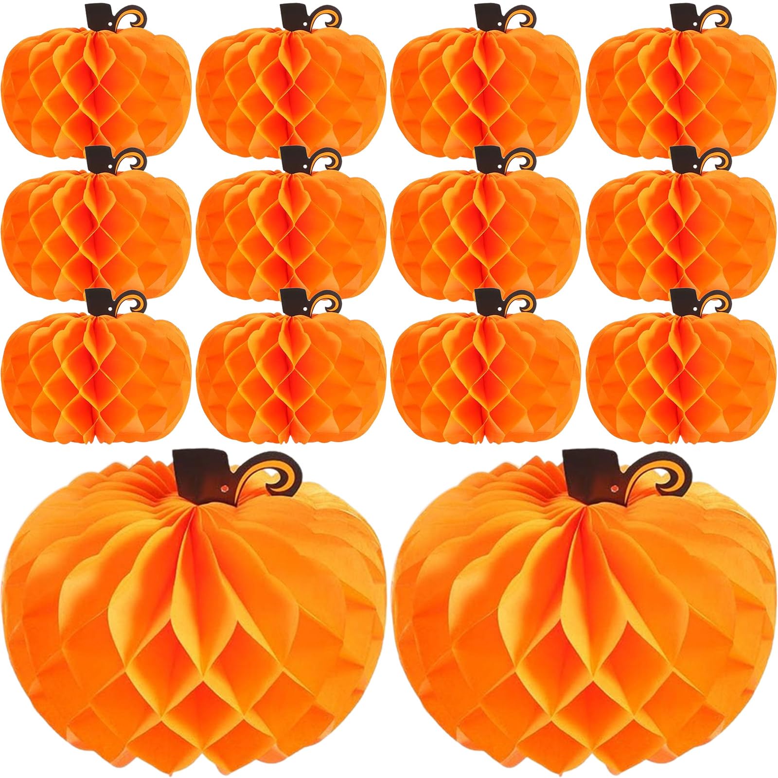 JOVITEC 6 Pack Thanksgiving Table Decor Honeycomb Pumpkins 10.2 Inch Paper Fall Hanging Pumpkin Decorations 3D Tissue Centerpieces for Halloween