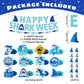 Happy Week of Sharks Birthday Decorations Include 3 Happy Shark Banner,12 Double-side Hanging Swirls,2 Shark Fin Hanging Banner,Bite Me Welcome
