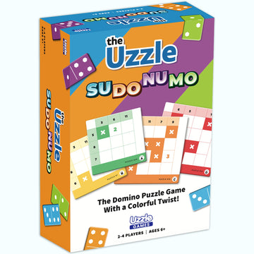 Uzzle Games - Sudonumo Domino - 24 Dominoes, 120 Puzzles, Multi-Level Difficulty (A-D), 2-4 Players, Ages 6+ - Fast-Paced Mind Games - Travel Games