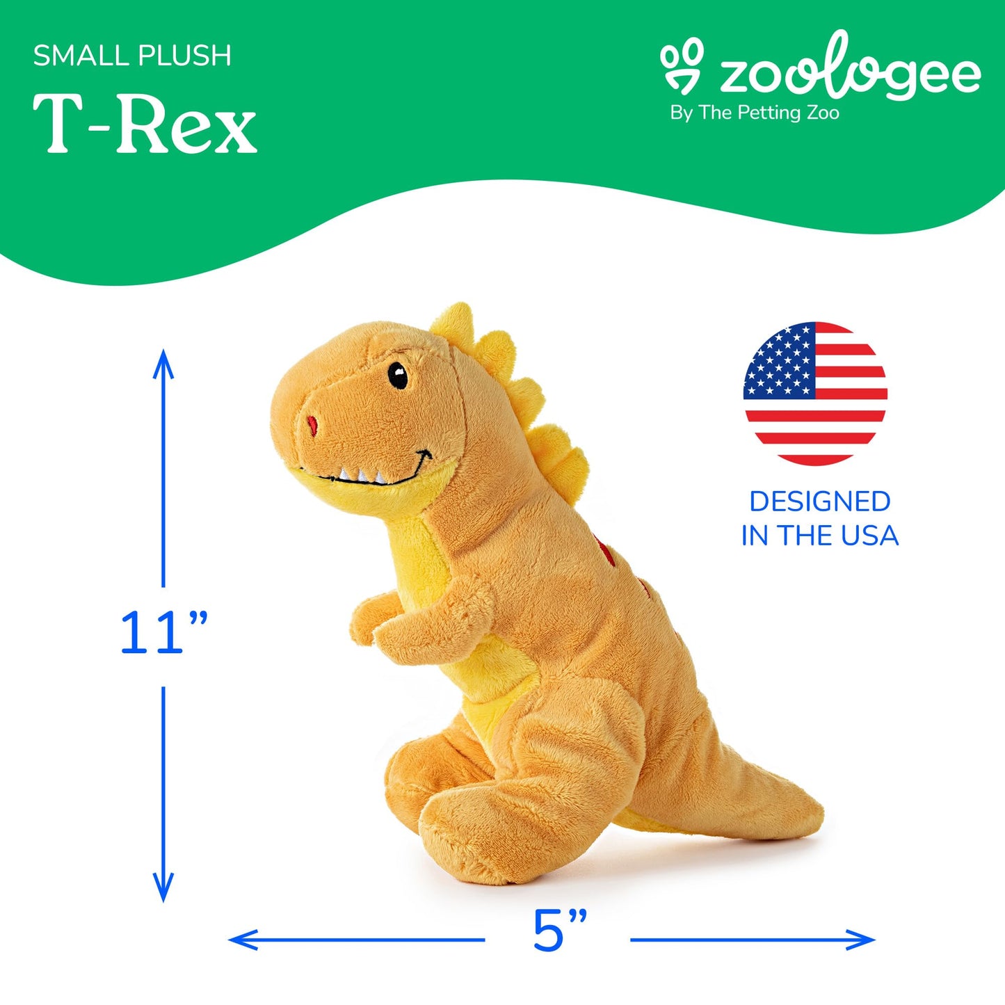 The Petting Zoo Baby T-Rex Stuffed Animal Plushie, Dinosaur Animals, ZOOLOGEE T-Rex Dinosaur Plush Toy 11 inches