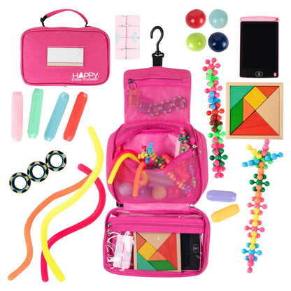 Travel Essentials for Kids - All-in-One Hanging Bag with Kid Toys, Road Trip Activities for Kids, Sensory Toys & Travel Games for Airplane Trips, Car