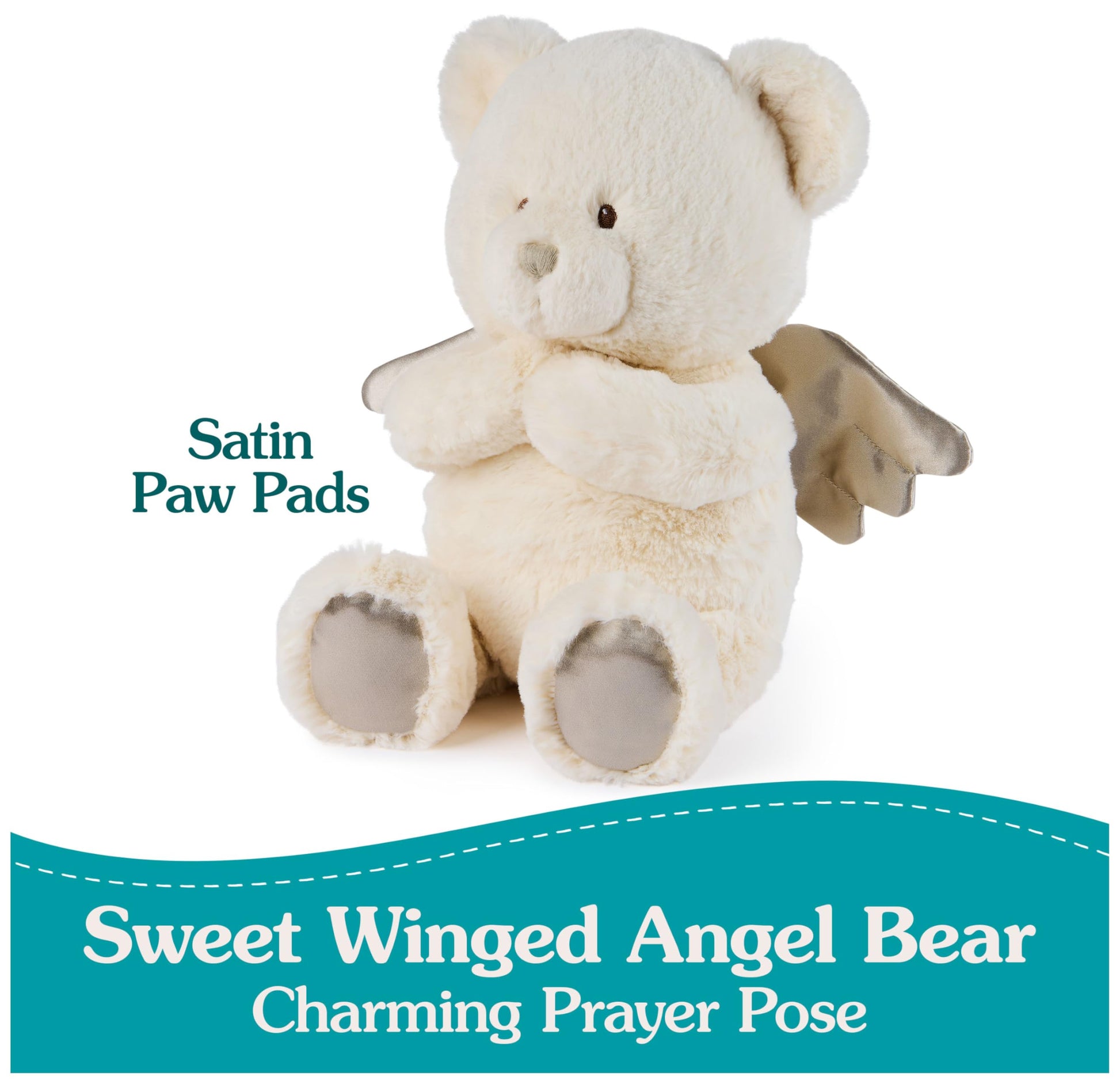 GUND Prayer Angel Teddy Bear with Wings 9” Plush, Recites Prayers, Ages 0+