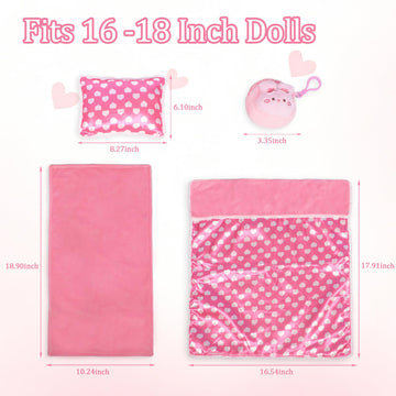 Guforio 3Pcs Doll Bedding Accessories Set, Soft Blanket Mattress Pillow, Fits 16-18 Inch Dolls, Compatible with 18 Inch Doll Beds