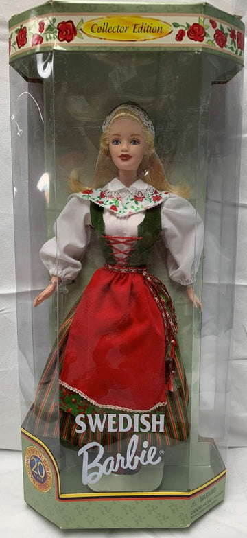 Barbie Year 1999 Collector Edition Dolls of the World 20th Anniversary 12 Inch Doll - Swedish Barbie in One Piece Dress with Attached Apron and Vest