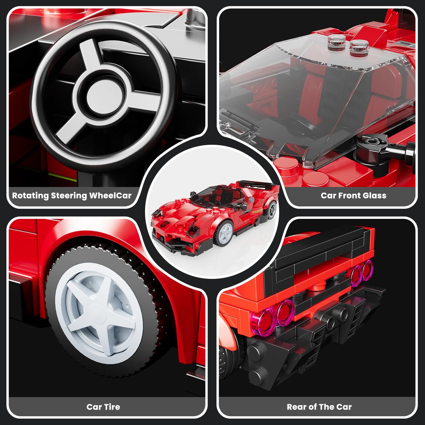 Mould King F4T Classic Sports Car Building Kits, MOC Racing Car Toys Model, Vehicle Blocks Set Suitable for Boys to Build, House Decoration Gifts