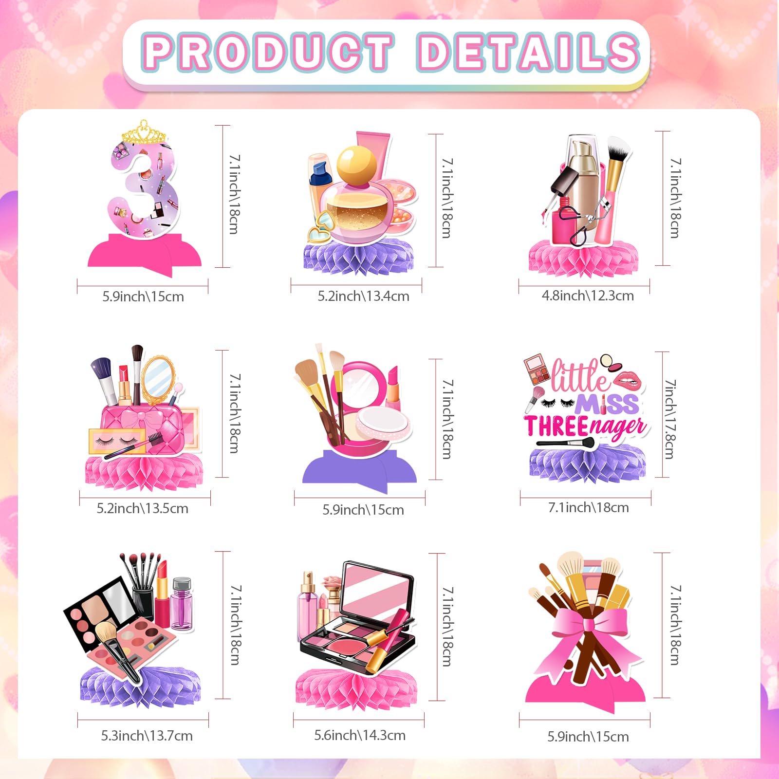 Little Miss Threenager Birthday Decorations: 9Pcs Little Miss Threenager Centerpieces Threenager Birthday Decorations Girl