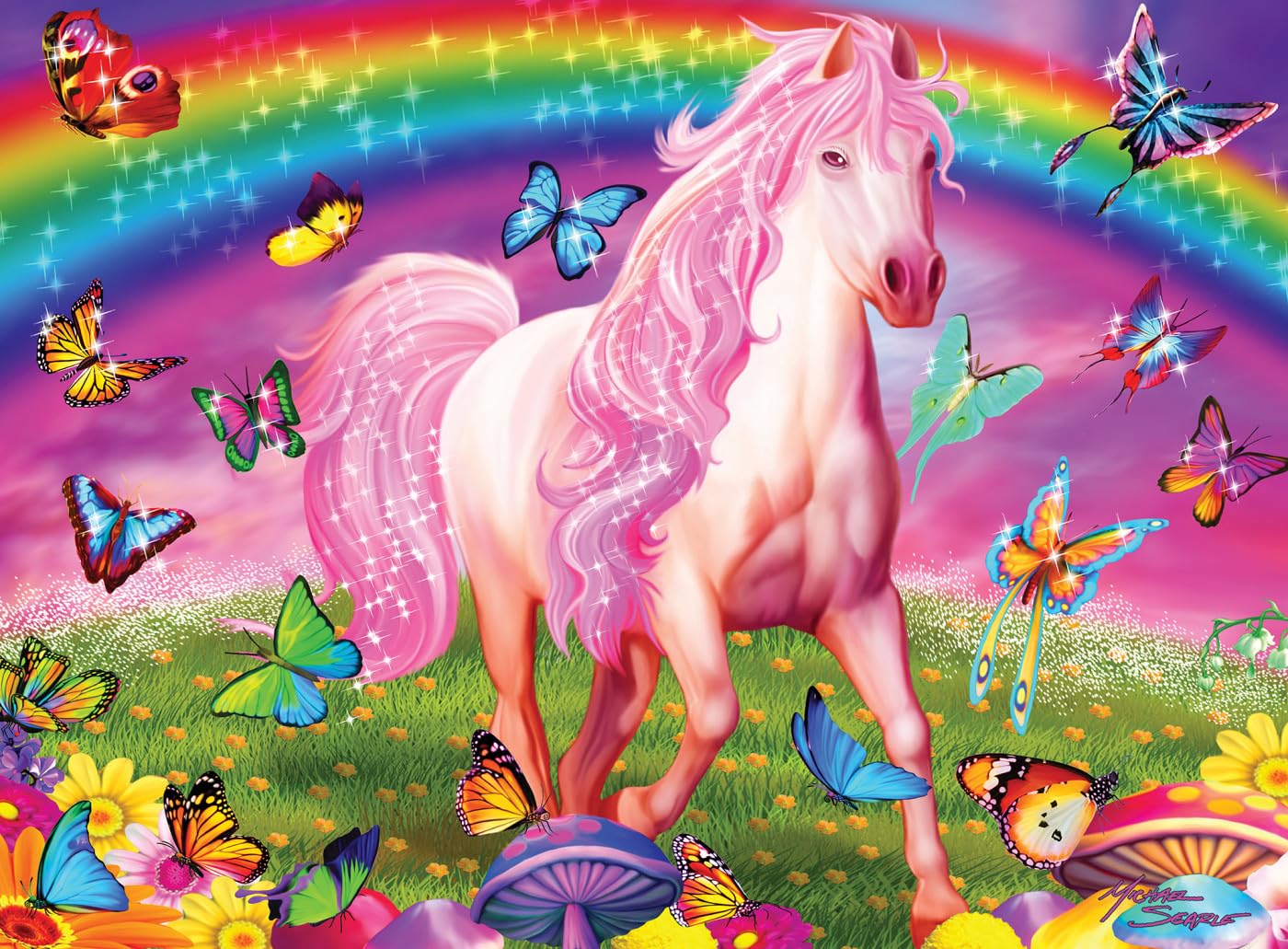 MasterPieces 60 Piece Glow in the Dark Fantasy Puzzle for Kids - Rainbow World - 14"x19" - Screen-Free Fun!