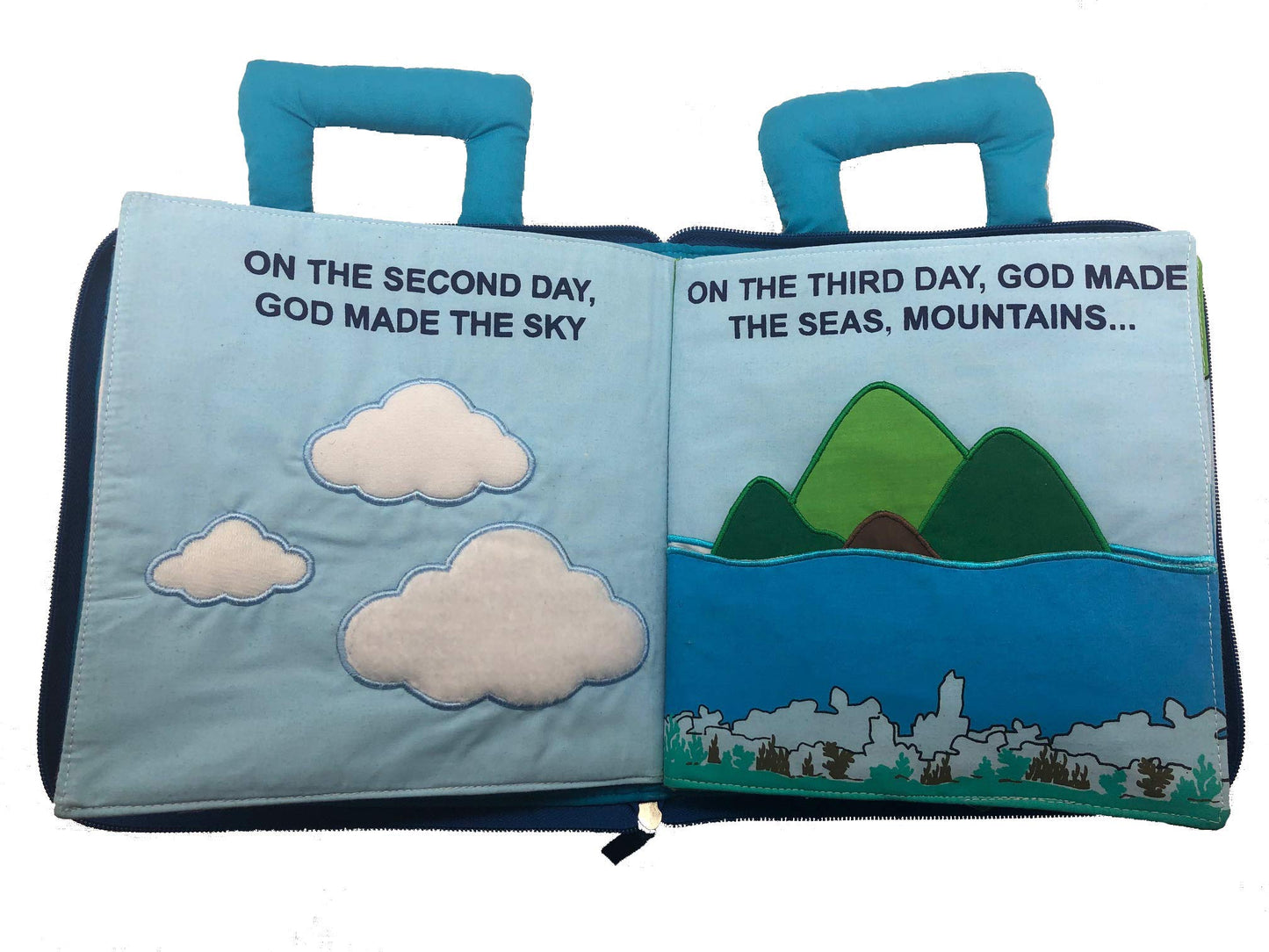 Pockets of Learning in The Beginning Quiet Book Explore The Story of Creation | Fabric Activity Busy Book for Toddlers and Children | Educational