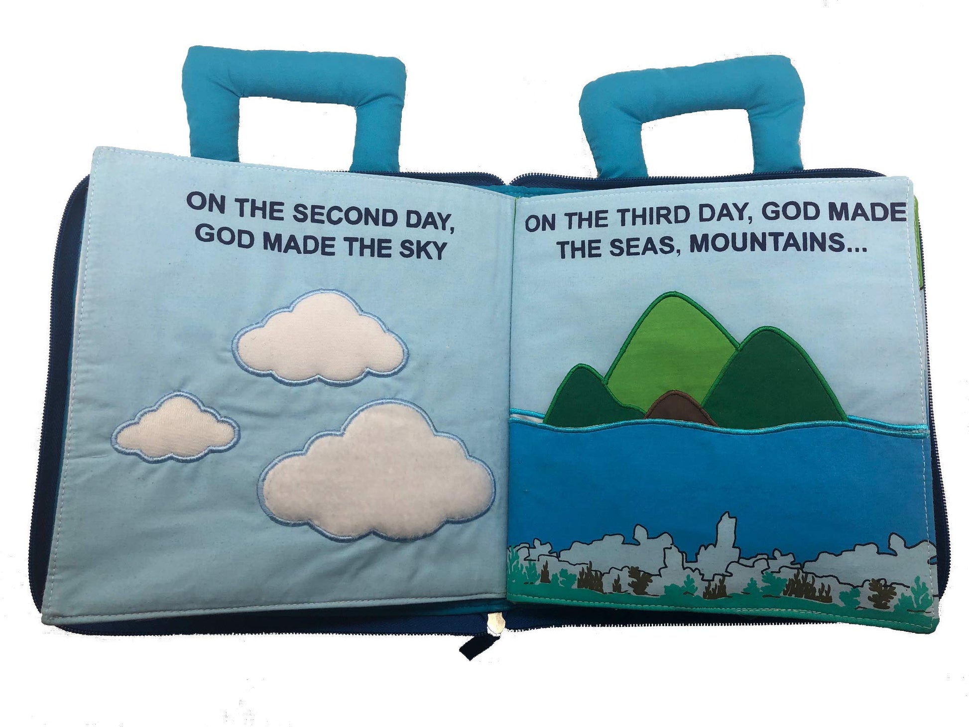 Pockets of Learning in The Beginning Quiet Book Explore The Story of Creation | Fabric Activity Busy Book for Toddlers and Children | Educational
