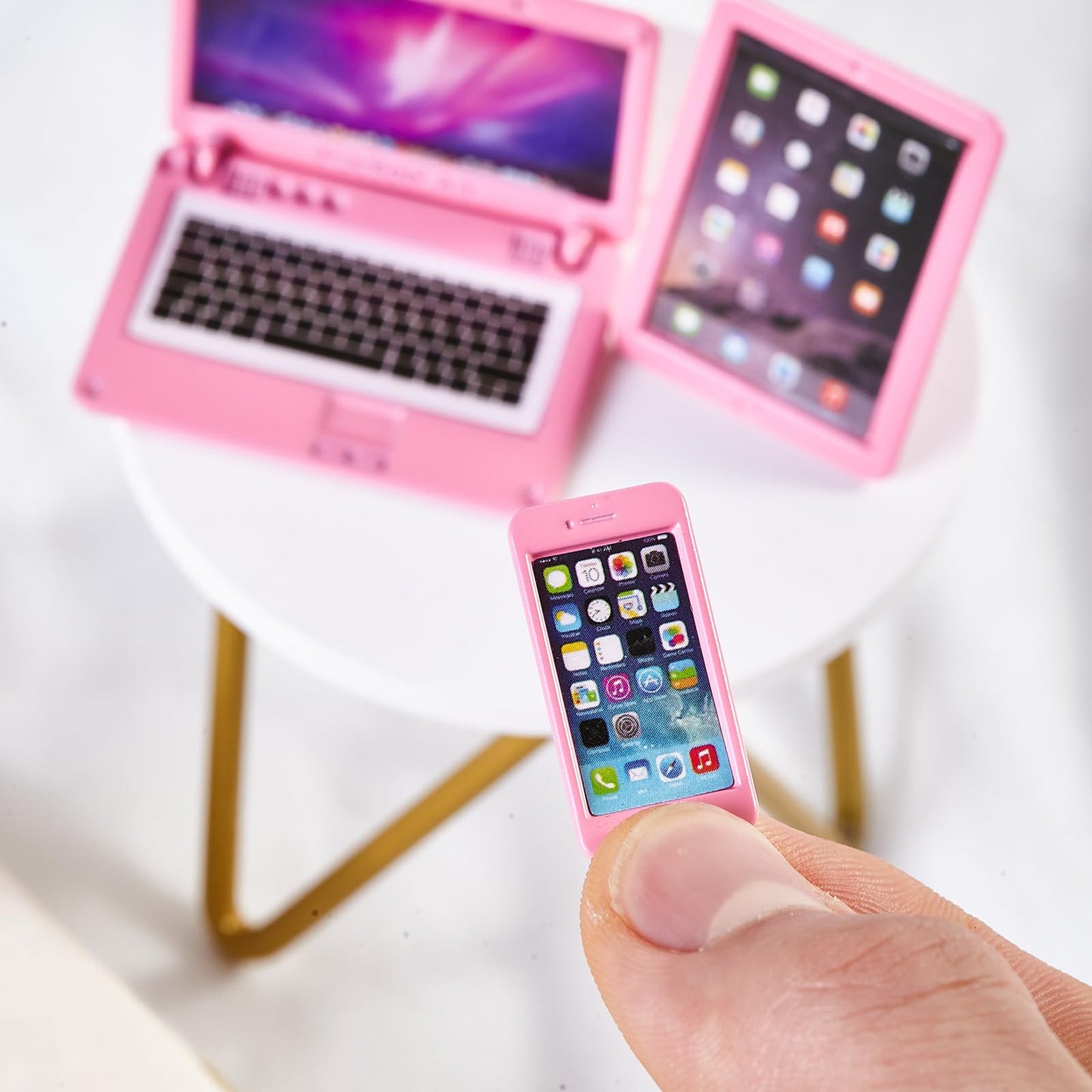 1/12 Dollhouse Furniture Decor Laptop Accessories, 1/6 Scale Minature Tablet Smart Phone Mini Stuff Doll House Furniture Play Set Accessories 3 Pcs