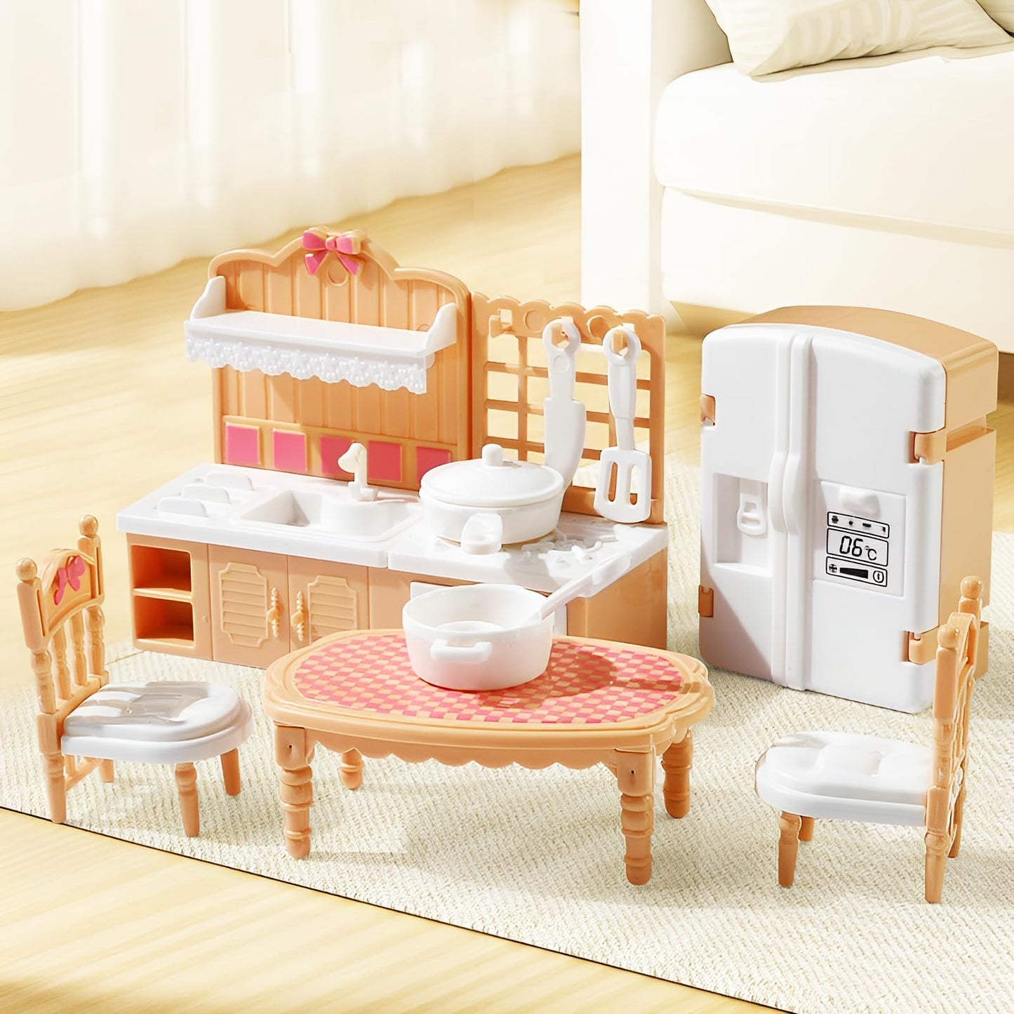 10 Pieces Mini Kitchen Set Dollhouse Kitchen Miniature Kitchen Set Doll Mini Kitchen for Kids Doll House Furniture and Accessories Set Mini Dollhouse