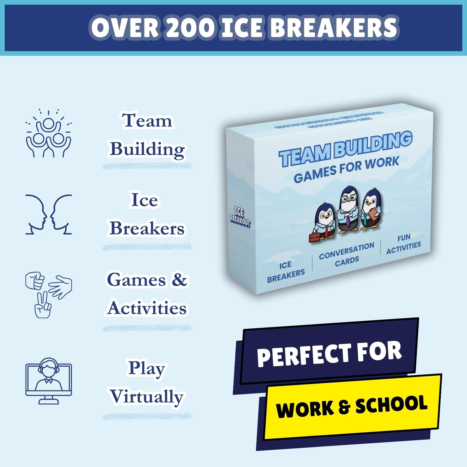 Team Building Games for Work - 200 Conversation Cards for Team Building. Fun Office Games and Conversation Starter Cards for Meetings and Group