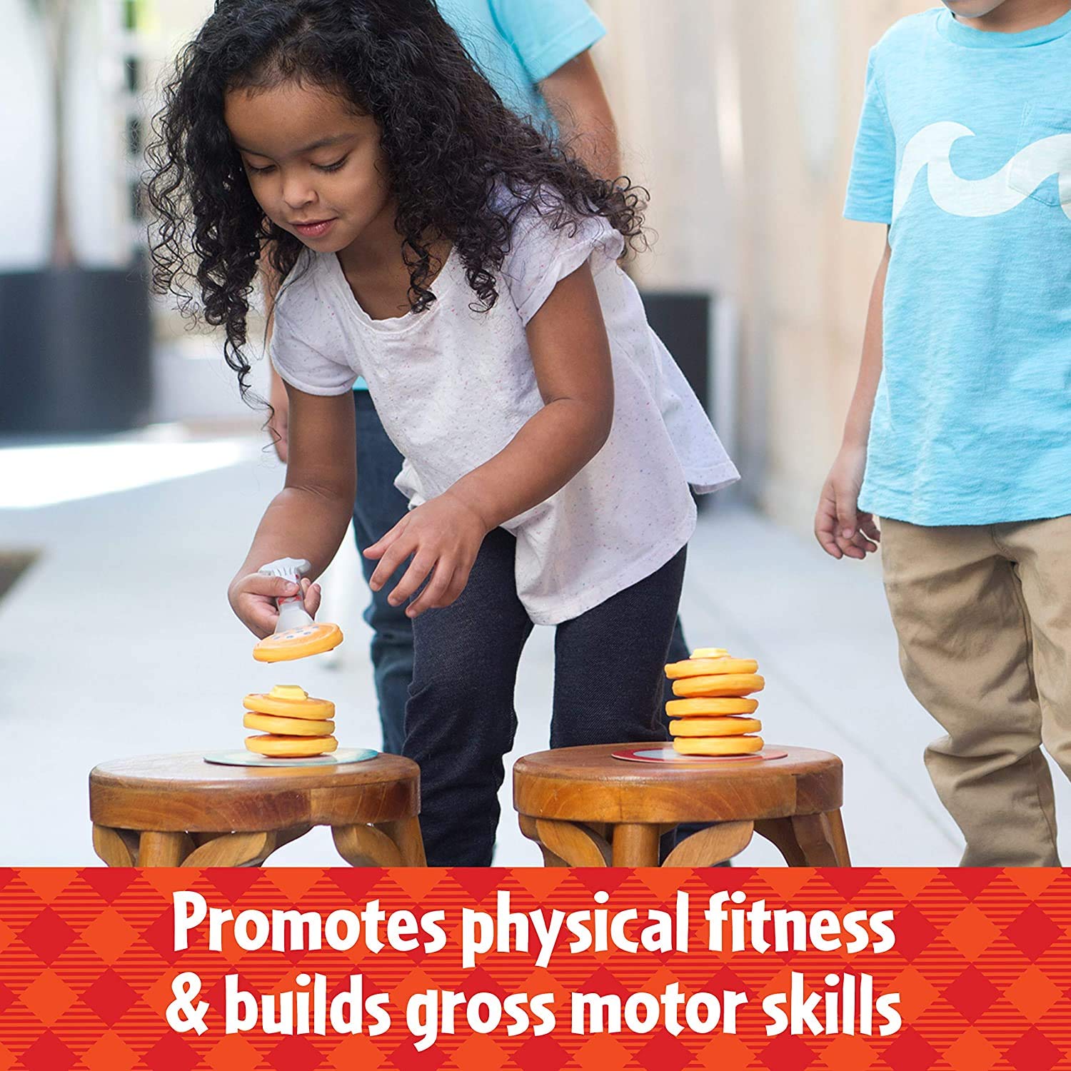 Educational Insights Pancake Pile-Up - Relay Race Games for Kids, Gross Motor Preschool Games for 4 Year Olds, Birthday Party Activities, Matching