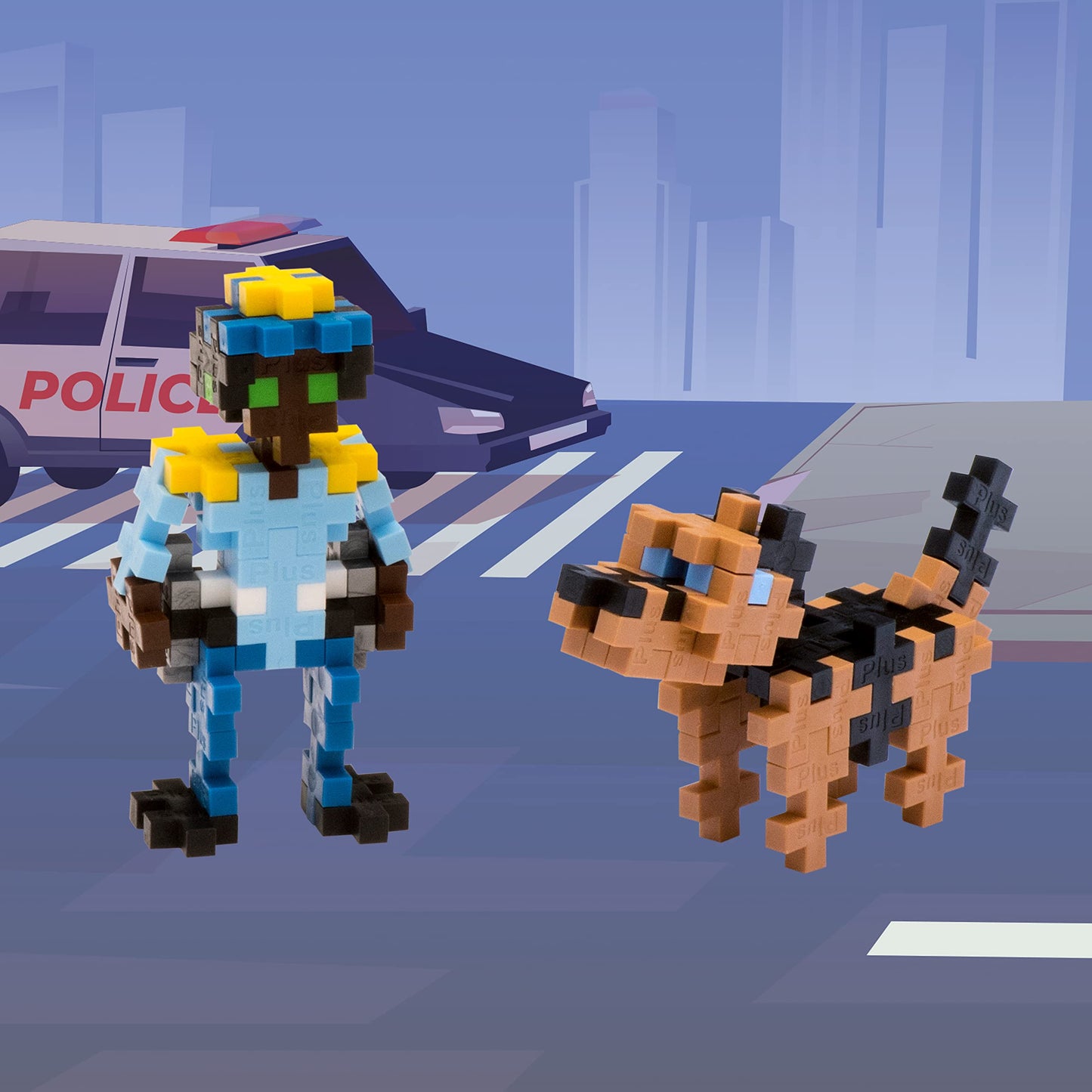 PLUS PLUS Police Officer - 3D Figure Building Block Set Tube, Mini Interlocking Puzzle Pieces - Fun Stem Toys for Kids