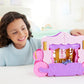 Mattel Disney Princess Toys, Carriage to Castle Transforming Playset with Aurora Small Doll, 4 Figures, Furniture & Accessories