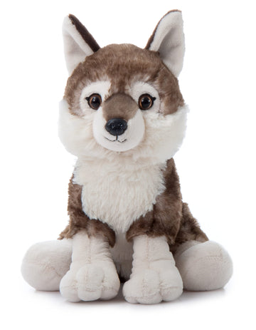 The Petting Zoo Timber Wolf Stuffed Animal, Gifts for Kids, Wild Onez Zoo Animals, Timber Wolf Plush Toy Sitting 12 inches