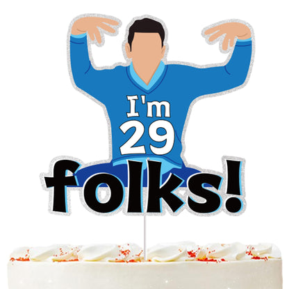Twenty-Nine Birthday Cake Topper Glitter New Girl 29th Party Decorations I'm 29 Folks, What's Up? Birthday Party Cake Décor