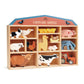 Tender Leaf Toys Farmyard Animals “ 13 Wooden Country Farm Figurines with a Display Shelf - Classic Toy for Pretend Play “ Develops Creative