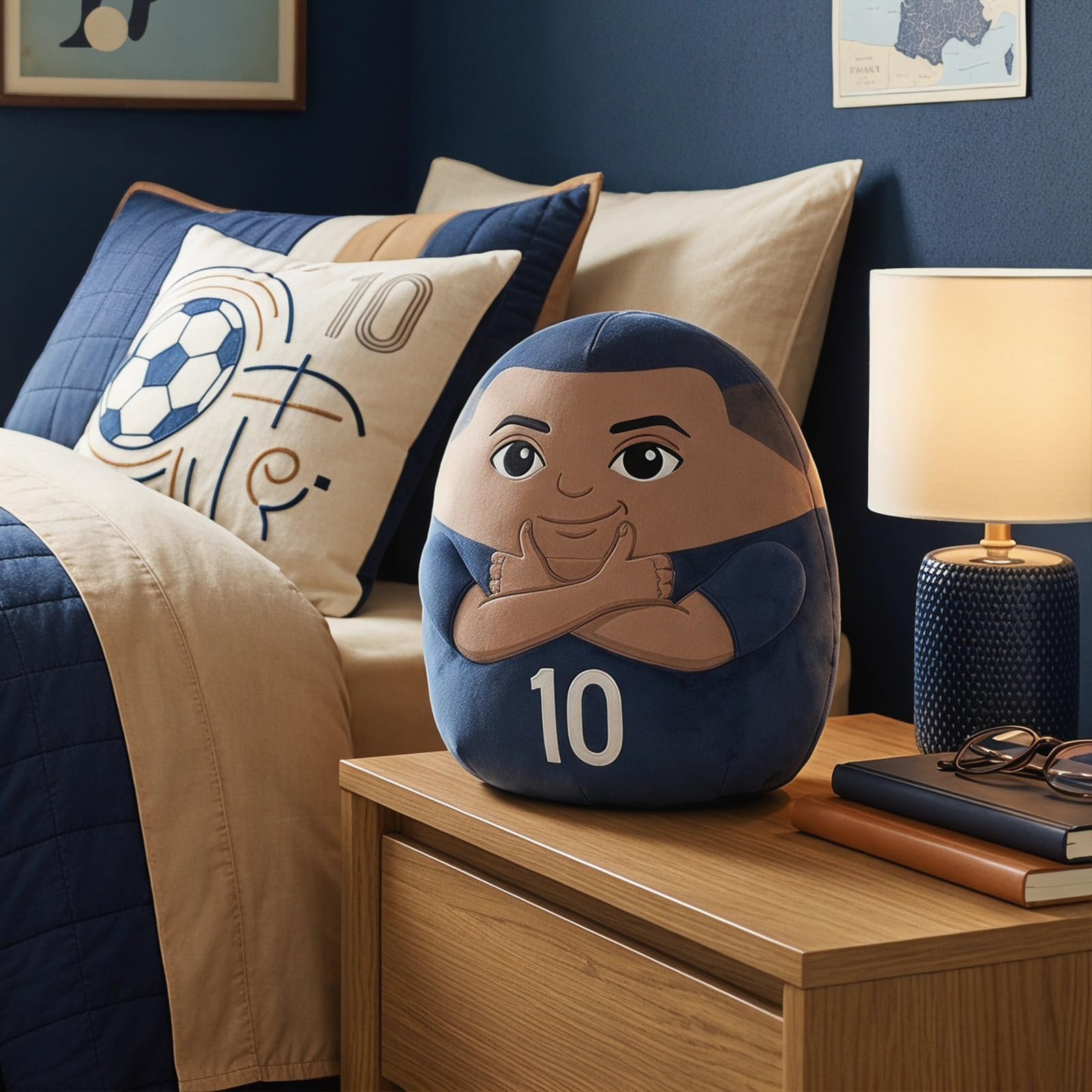 Number 10 Football Player Pillow Plush, Collectible Soccer Star Pillow Cushion, Fan Gift for Room Cozy Bed Sofa Car Decoration