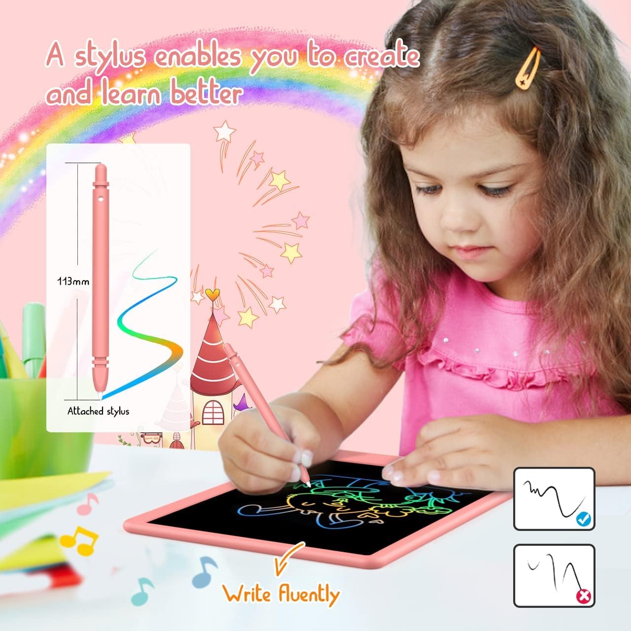 BUKEBU LCD Writing Tablet Doodle Board,10.5 inch Colorful Drawing Pad,Electronic Drawing Tablet, Drawing Pads,Travel Gifts for Kids Ages 3 4 5 6 7 8