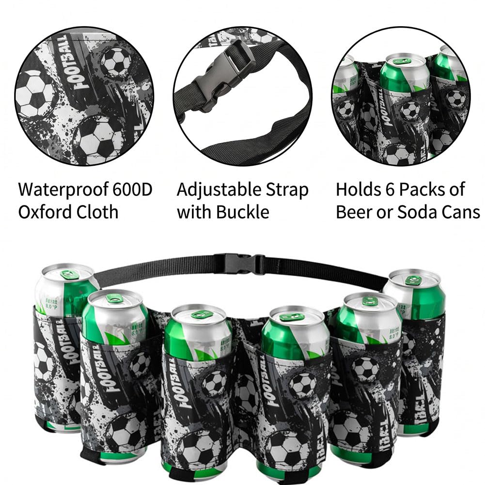 BLDUL 2 Pcs Beer Belt Adjustable 6 Pack Beer Belt Holder for Man Women Drinking Accessories for Outdoor Camping Hiking Picnic Party World Cup Fifa