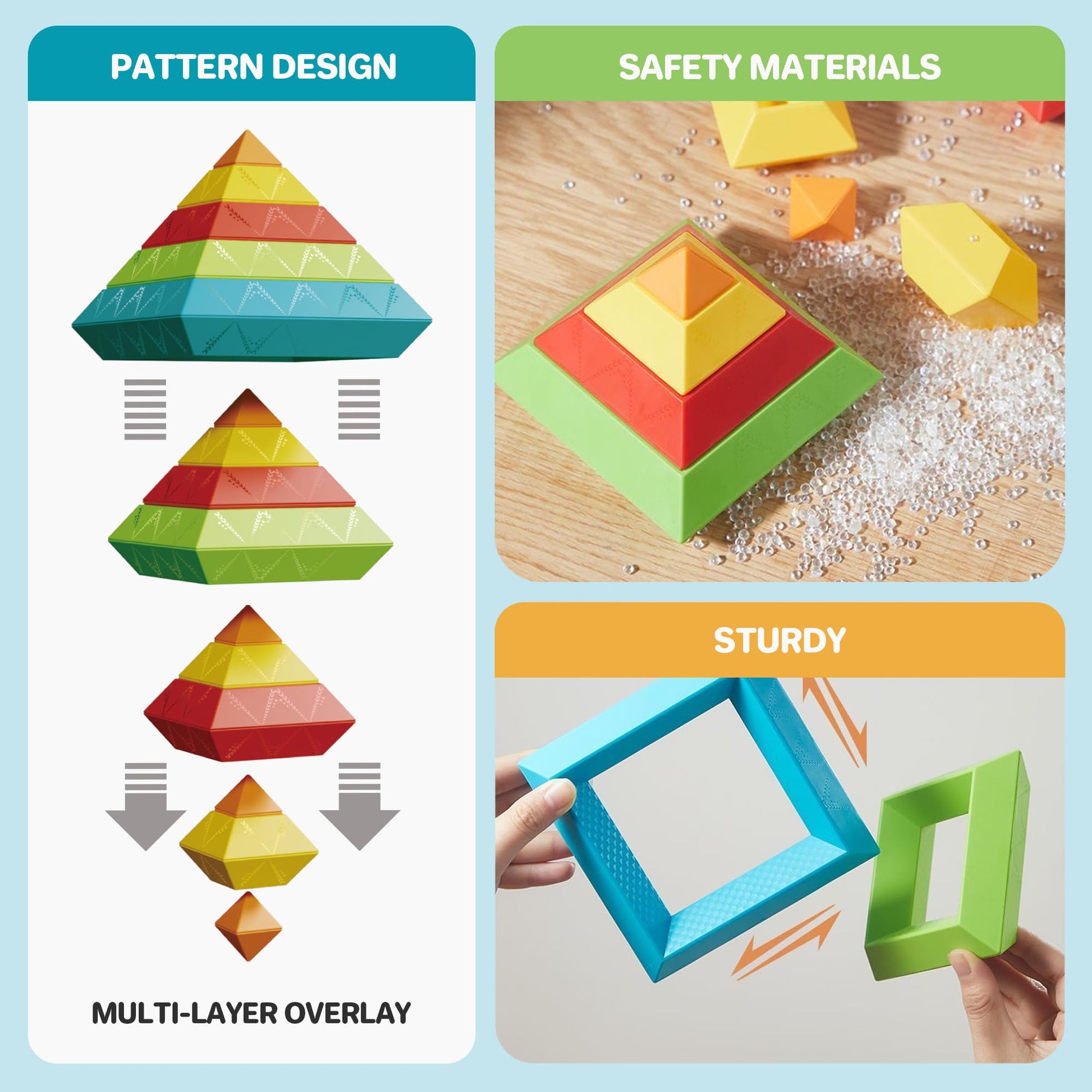 32-Piece Building Blocks Set, Montessori Pyramid Stacking Toys for Kids