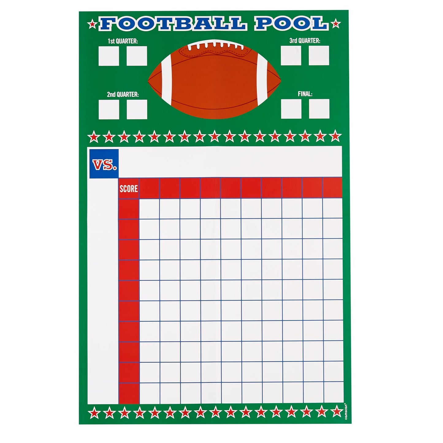 Amscan Football Pool Game with Ribbons Party Supplies, Multicolor, One Size, 15ct